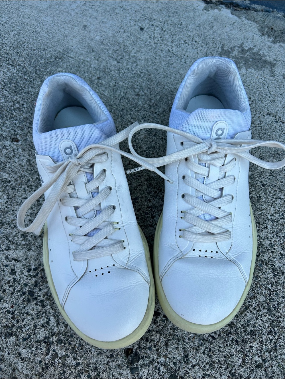 On Running White and Off-White Leather Athletic Sneakers